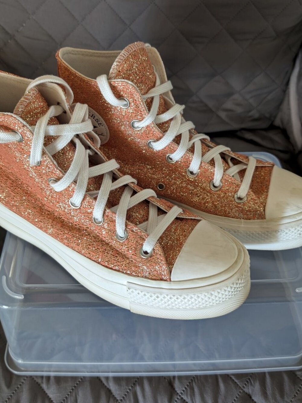 Converse Chuck Taylor All Stars Glitter orange platform high-tops